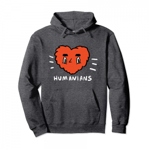 Big Red Humanians Love Heart The Humanians Pullover Hoodie Unisex Dark Heather