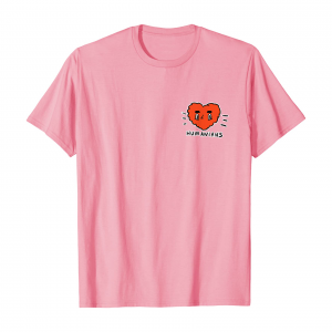 Humanians Red Heart T Shirt Men Pink