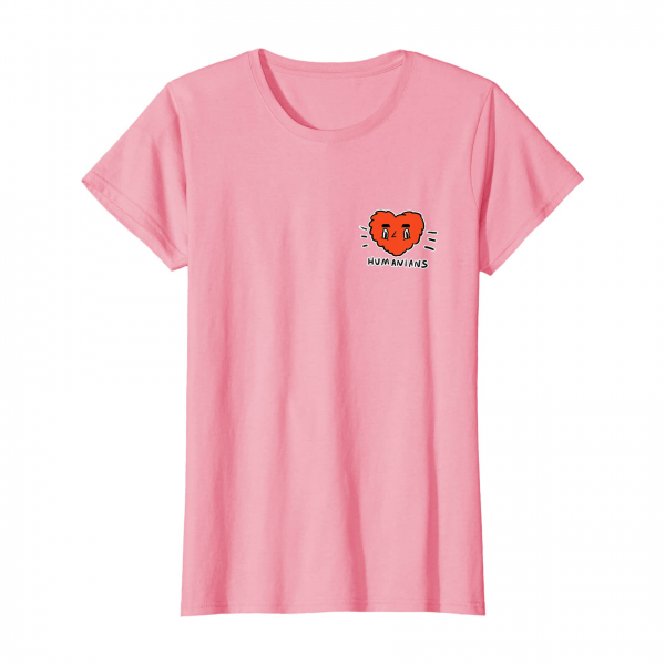 Humanians Red Heart T Shirt Women Pink